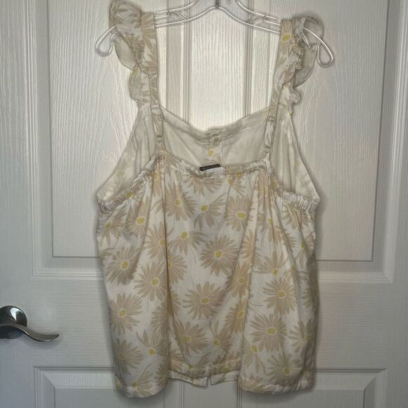 Torrid 1 Daisy Daydream Tank Top Sz 1X 14 - 16 Tan White Floral - Picture 8 of 12